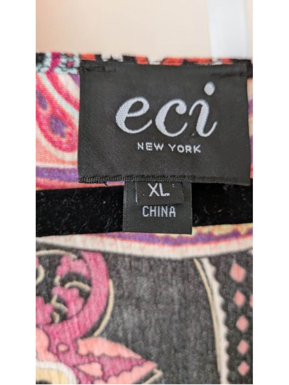 ECI New York Paisley Maxi Dress Button Front Faux Wrap Long Sleeve Boho XL - Picture 6 of 8